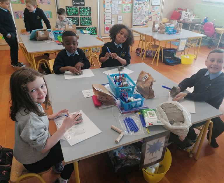 Pupils in classroom at Our Lady of Mercy Primary School
