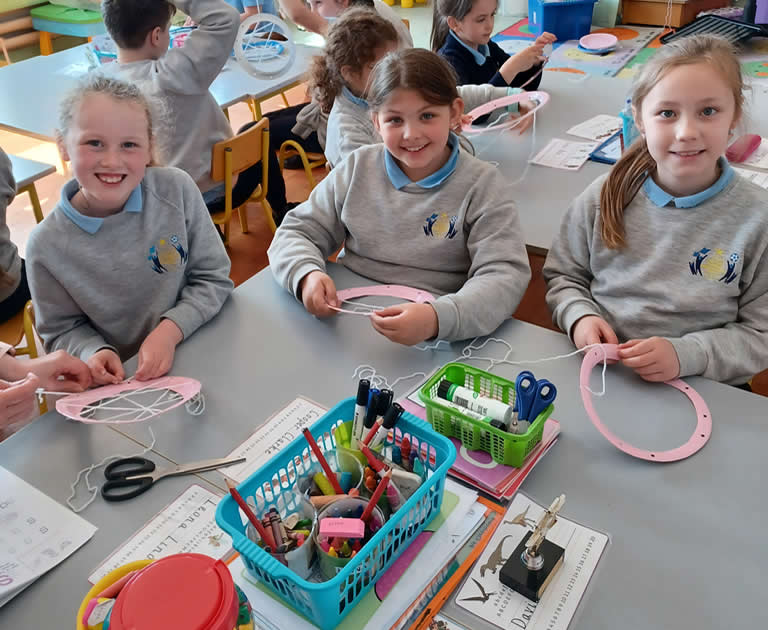 Girls in classroom at Our Lady Of Mercy Primary School Sligo